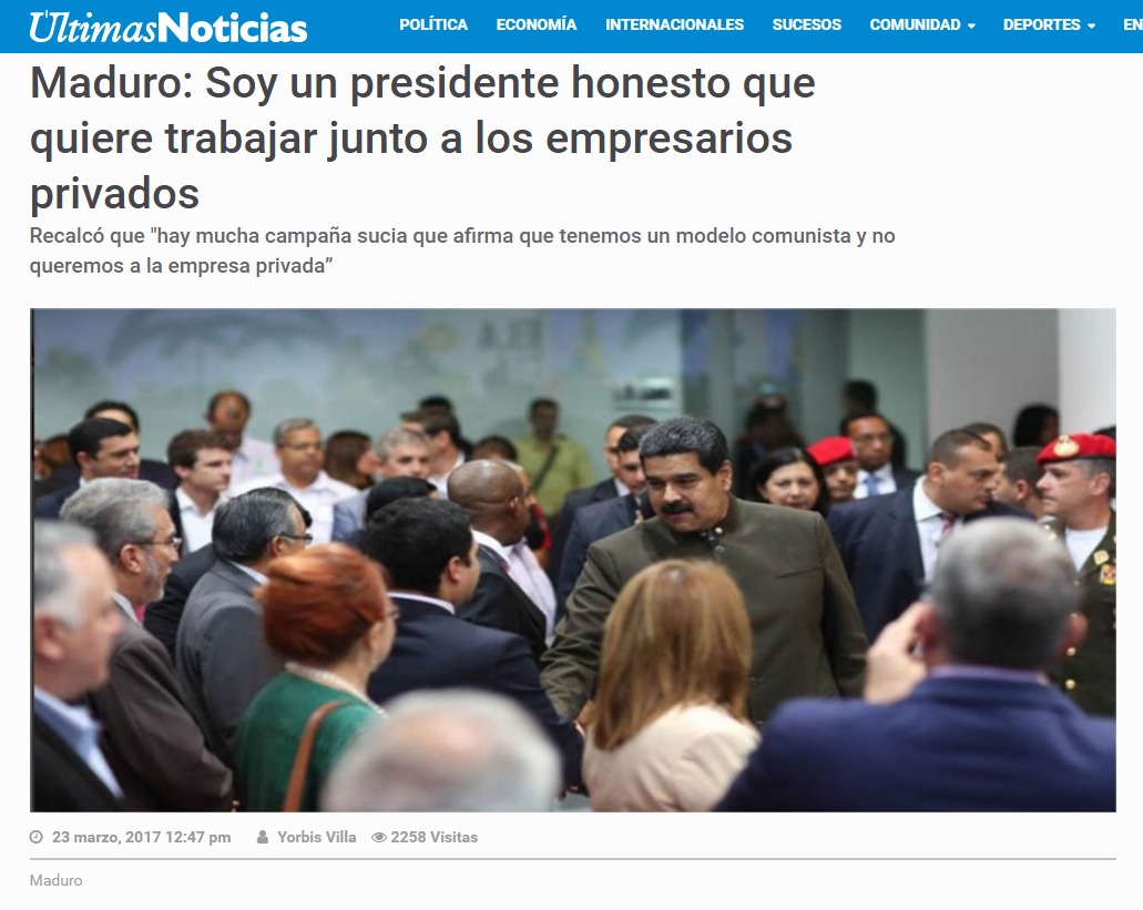 Maduro es amigo de los empresarios